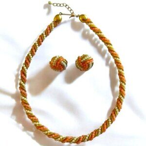 Vintage Avon Cirelle Earrings & Necklace Set – Faux Coral & Pearl